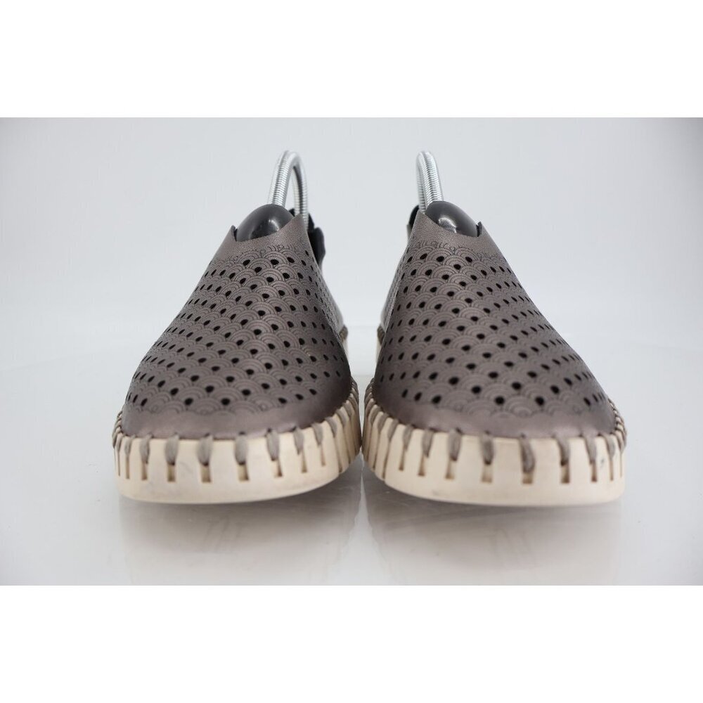 Ilse Jacobsen Women's Tulip Sneaker Size 40 10 Slip On Shoe Silver Perforated - Picture 3 of 12